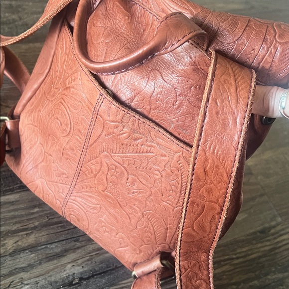 American leather co. brand Embossed Leather Backpack purse